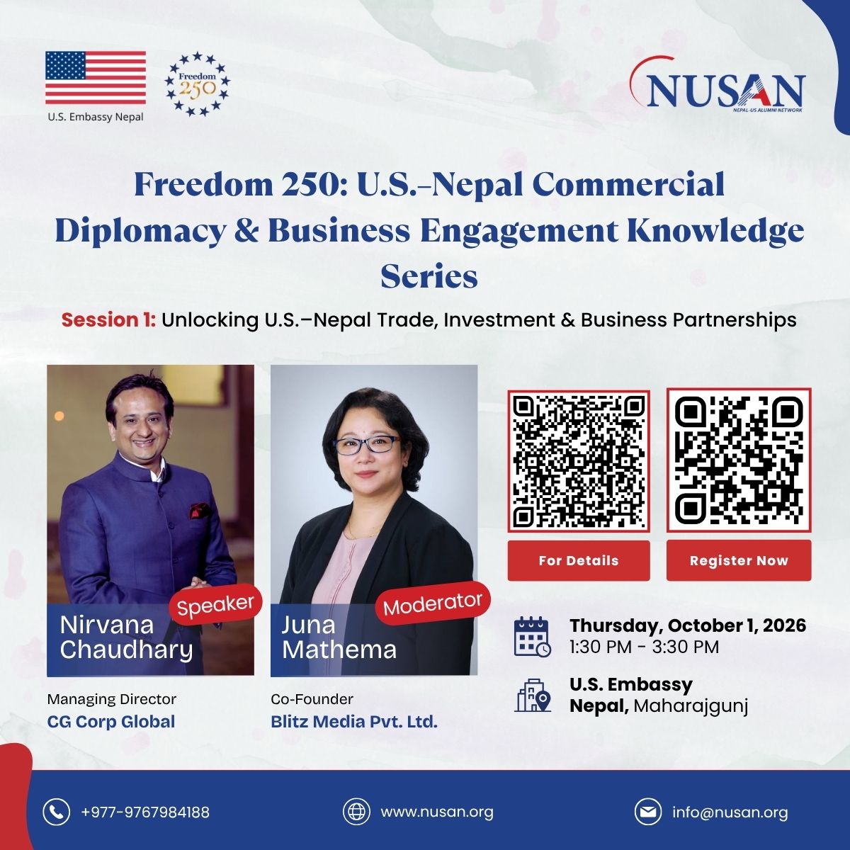 Freedom 250: U.S.–Nepal Commercial Diplomacy & Business Engagement Knowledge Series | Series 1