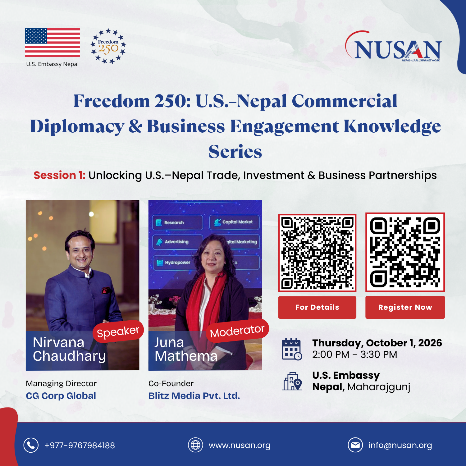 Freedom 250: U.S.–Nepal Commercial Diplomacy & Business Engagement Knowledge Series | Series 1